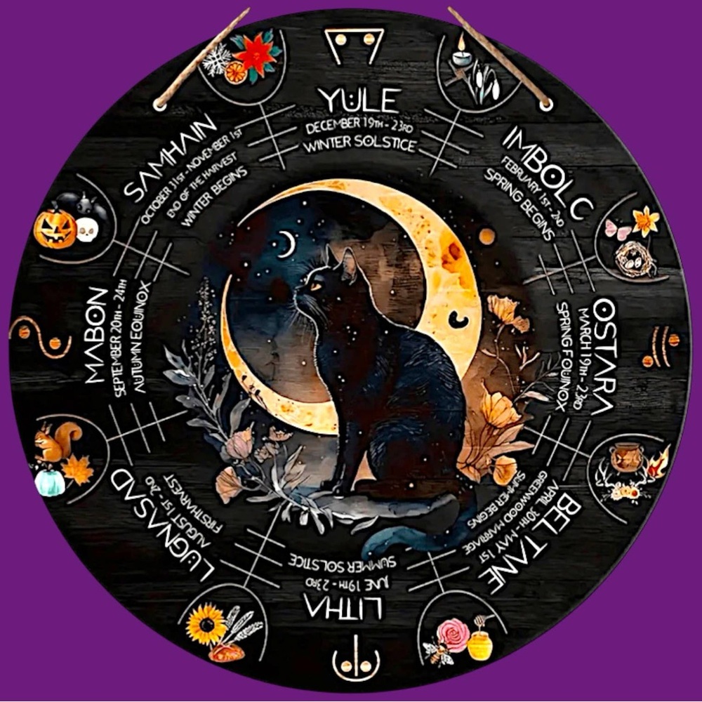 Mystic Cat Wheel of the Year Wall Art